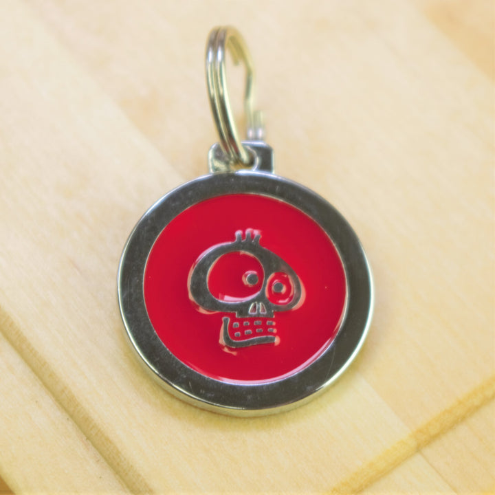 Red Skull Pet Id Tag