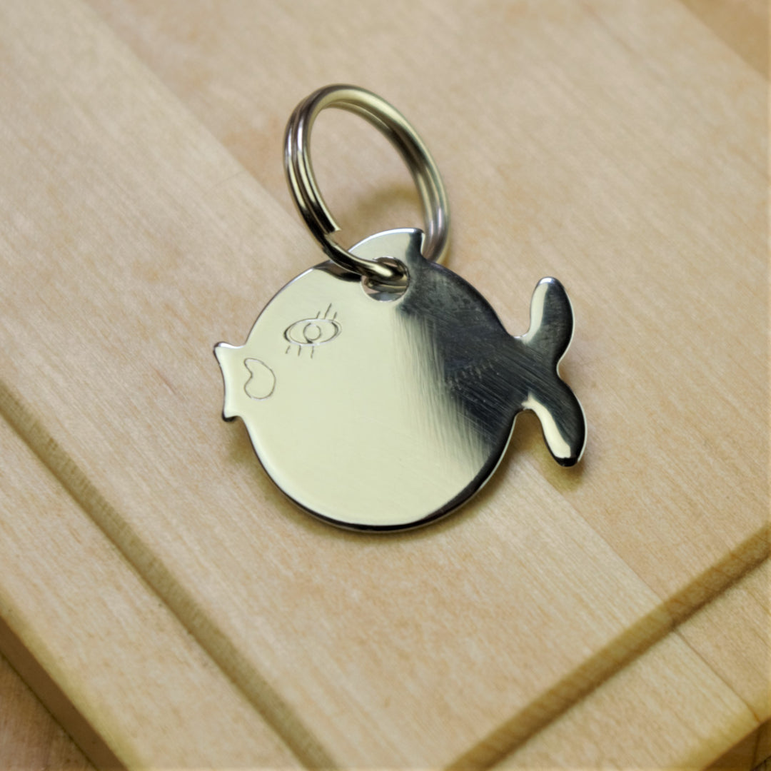 Silver Fish Cat ID Tag