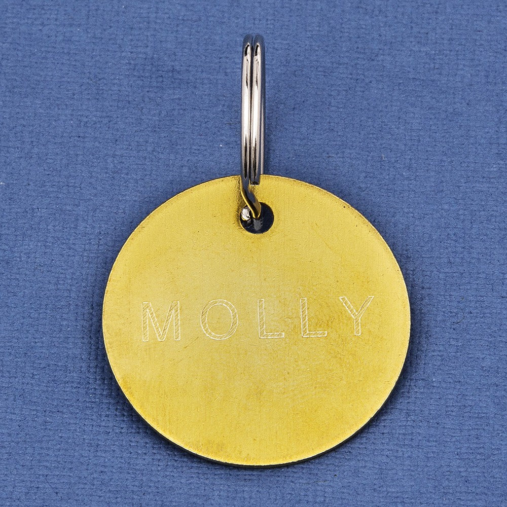 Engraved Round Small Brass Identity Tag (25mm wide)