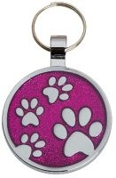 Large Pink Glitter Paws Pet Tag 