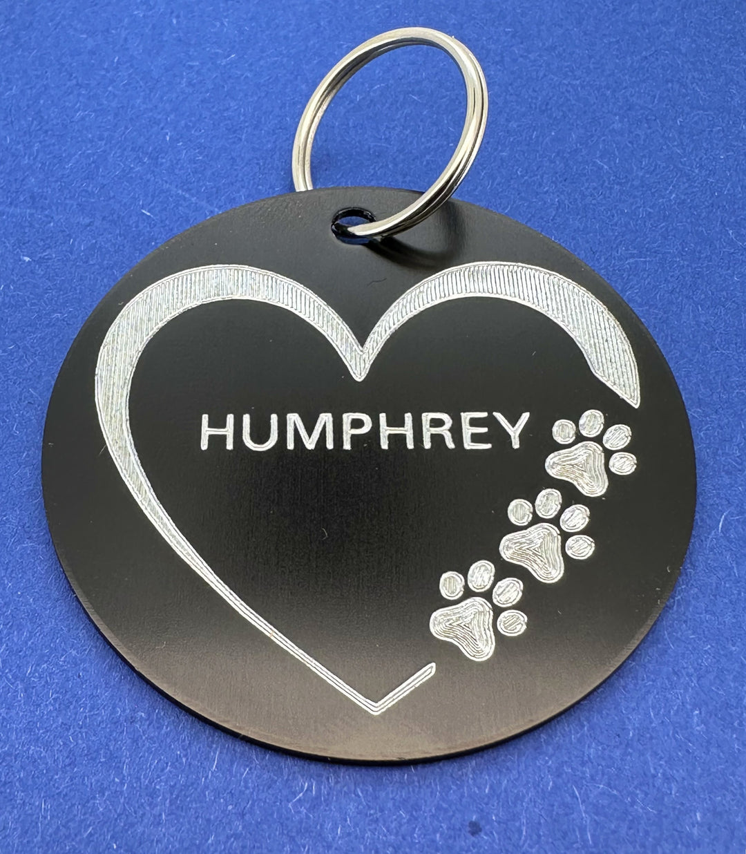 Engraved Heart and Paw Prints Pet Tag