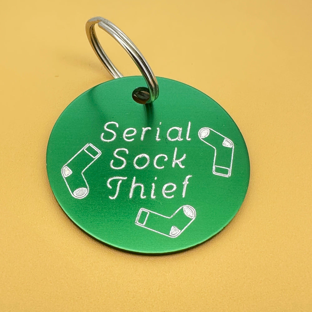 Serial Sock Thief Pet Tag
