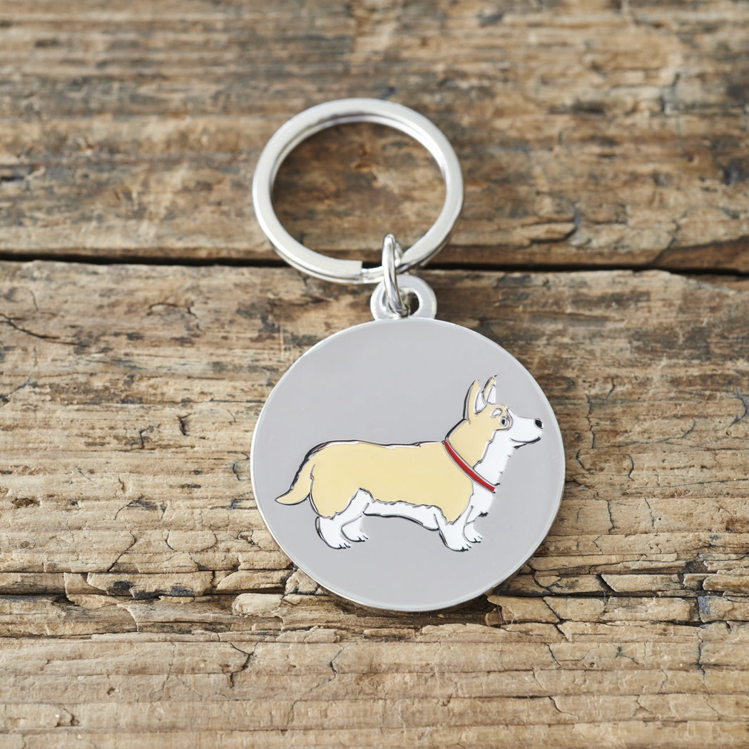 Corgi Dog Identity Tag - Silver Plated & Engraved