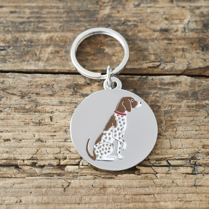German Shorthaired Pointer Dog Identity Tag - Silver Plated & Engraved